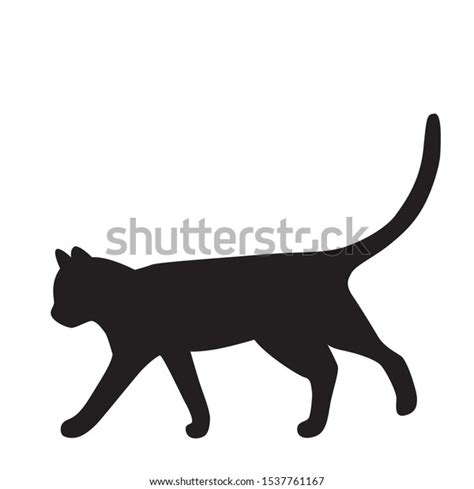 Vector Isolated Walking Cat Silhouette Logo Stock Vector (Royalty Free ...