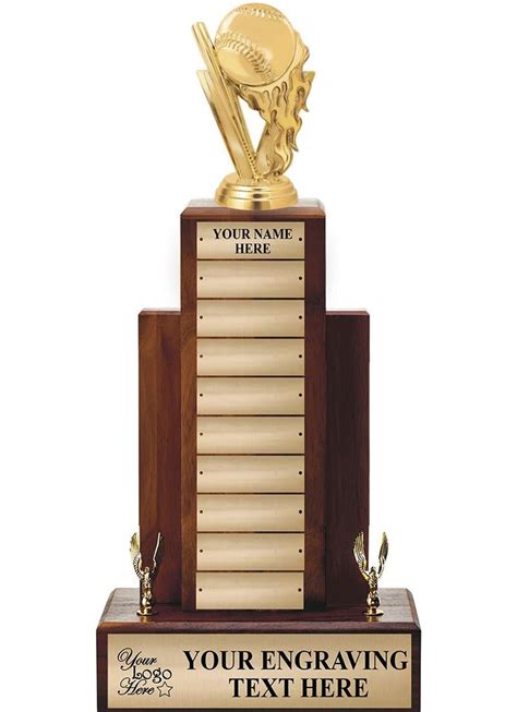 19" WALNUT PERPETUAL TROPHY | Perpetual trophy, Trophy, Engraved name plates