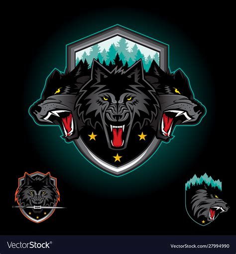 Wolf pack emblem logo Royalty Free Vector Image