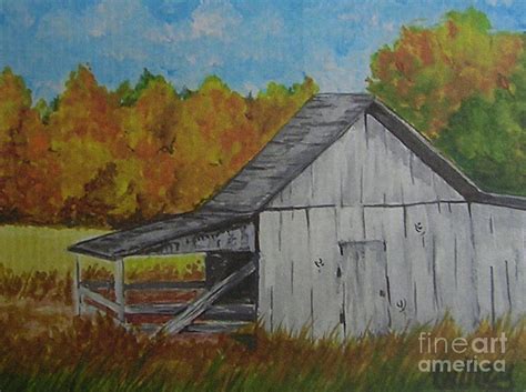 White Barn Painting