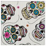 Sugar skull pattern colorful fun fabric | Zazzle