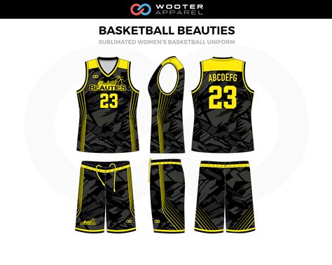 Basketball Beauties Black, Yellow, Grey Custom Basketball Uniforms, Jerseys, Shorts | Basketball ...