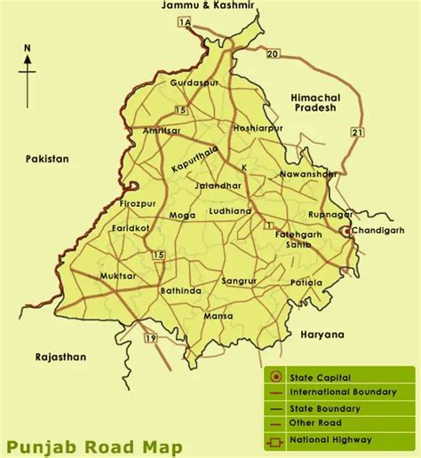 Road Map of Punjab - MapSof.net