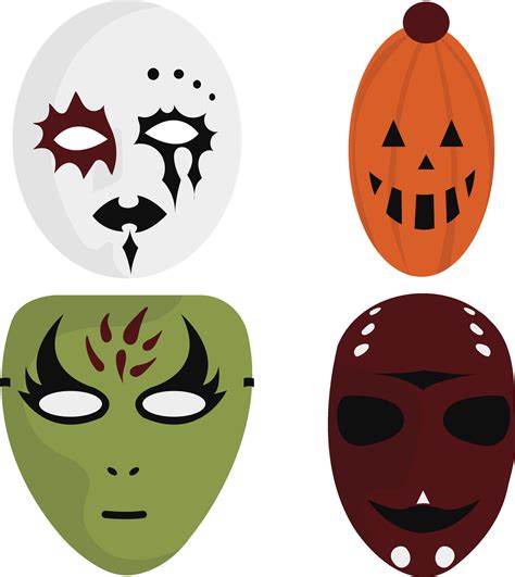 Halloween Mask Icon With Creepy Cartoon Design Style. Isolated On White ...