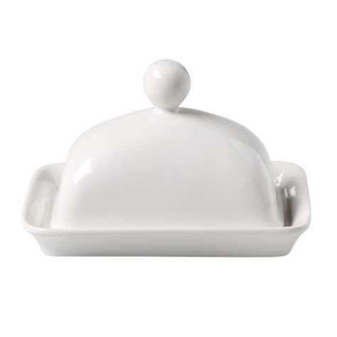 Home Essentials Covered Butter Dish - White Porcelain Butter Server with Lid 786460043916 | eBay