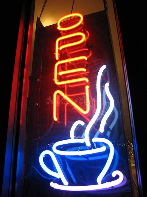 Open Cafe Neon Sign stock photo. Image of business, advertisement - 3927520