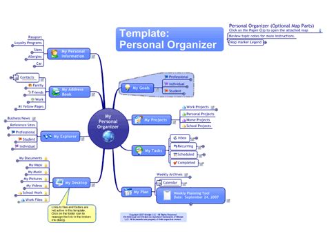 MindManager Personal Organiser Template Mind Map | Mind map, Mind map template, Business plan ...