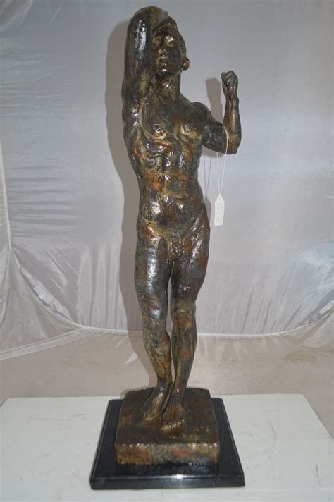 The Bronze Age Male bronze statue by Rodin replica - Size: 12"L x 12"W x 36"H. - NiFAO