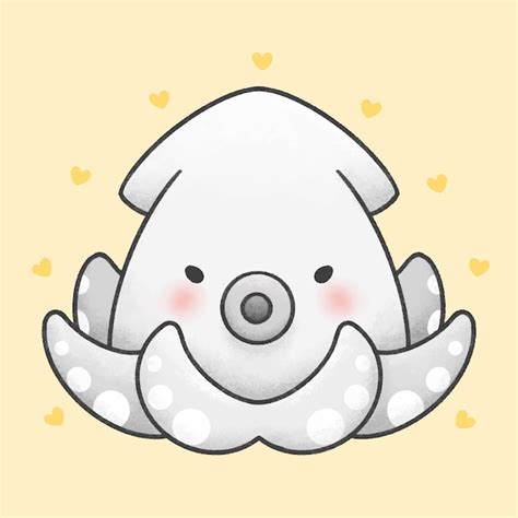 Cute squid cartoon hand drawn style | Premium Vector