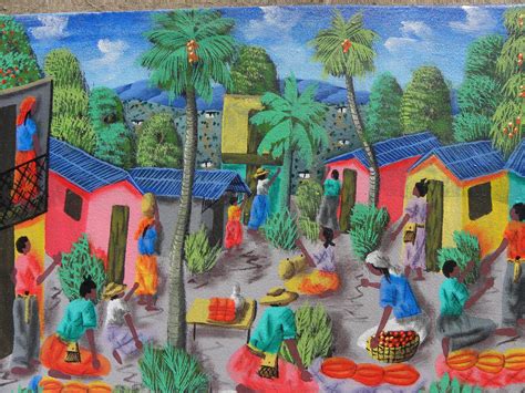 Haitian art colorful detailed contemporary naive style painting from jbfinearts on Ruby Lane