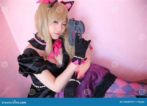 Japan Anime Cosplay , Portrait of Girl Cosplay in Pink Room Background ...