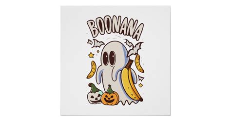 Boonana Cute Ghost Banana Halloween Poster | Zazzle