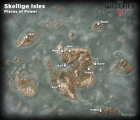 Witcher 3 Skellige Isles Places of Power locations map - Polygon