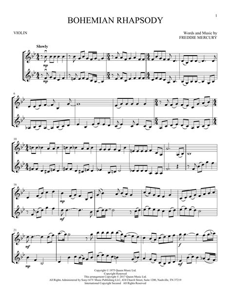 Queen "Bohemian Rhapsody" Sheet Music Notes | Download Printable PDF ...