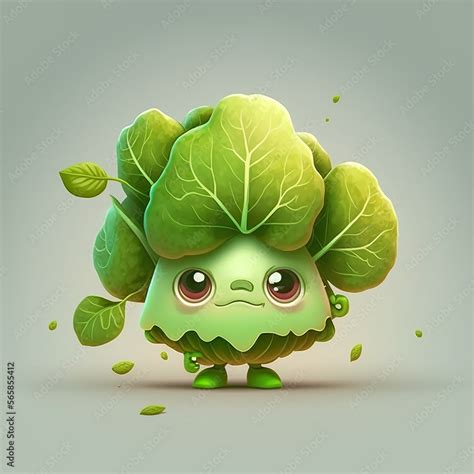 Cute Cartoon cabbage Character. Generative AI. Lovely cabbage. Stock Illustration | Adobe Stock