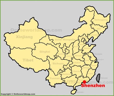 Shenzhen location on the China map