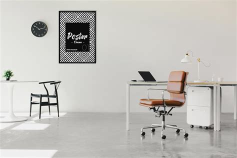 Front View Poster Frame on Wall in Office Mockup Free Download ...