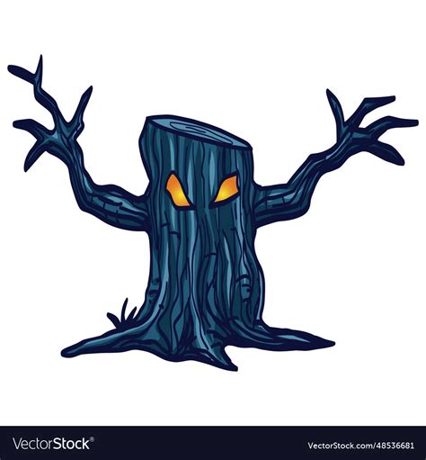 Halloween tree scary monster cartoon art Vector Image