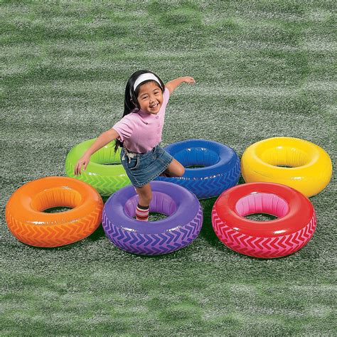 6 Pc. Inflatable Obstacle Course Tire Set - OrientalTrading.com Backyard Obstacle Course, Kids ...