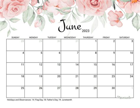 June Calendar Cute And Free Printable June 2023 Calendar Designs | Images and Photos finder