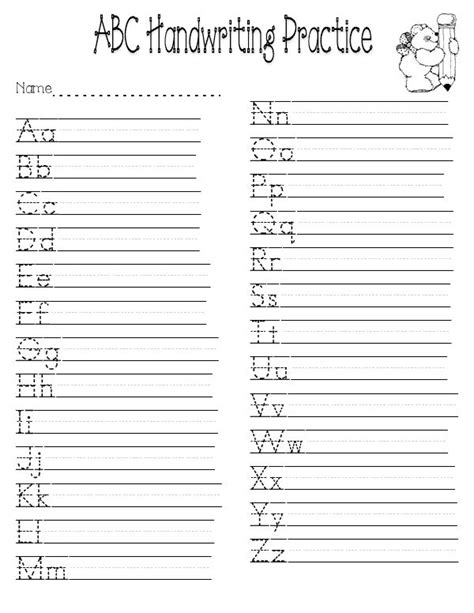 Print Alphabet Handwriting Worksheet