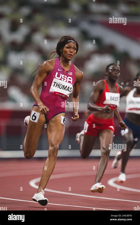 Gabrielle Thomas participating in the semi-final of the 200 meters of the Tokyo 2020 Olympic ...