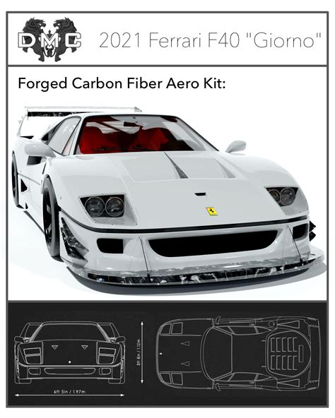 Ferrari F40 Forged Carbon Fiber Front Hood Bonnet Sword (EVO LeMans LM Body Kit Aero Kit) - DMC