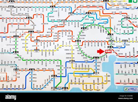 Japan, Tokyo, Tokyo JR (Japan Railways) Train System Map Stock Photo ...