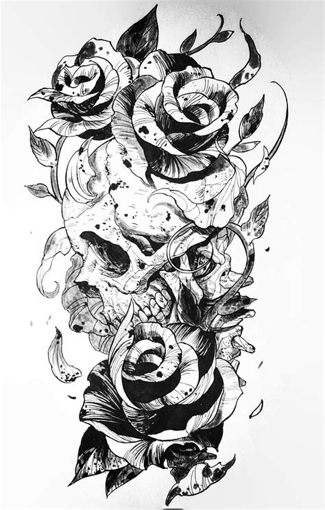 Skull and roses | Skull rose tattoos, Skull tattoo design, Skull tattoo flowers