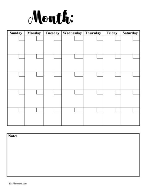 Blank Monthly Calendar Template Free Printable Effective Blank | The ...