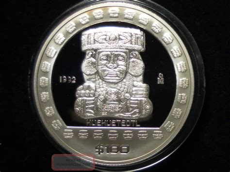 1992 Mexico Aztec Series 100 Pesos Silver Coin, Gem Proof, Mintage 4 ...