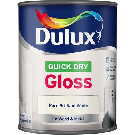 Dulux Quick Dry Gloss Paint White 750ml - Uncategorised from Wallpaper Depot UK