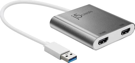 j5create SuperSpeed USB 3.0 to 2 x HDMI External Video Adapter Silver/White JUA365 - Best Buy