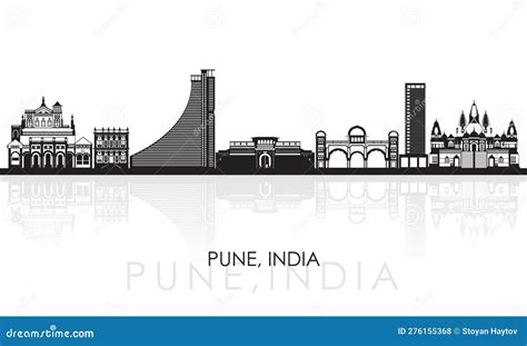 Silhouette Skyline Panorama of City of Pune, India Stock Vector - Illustration of travel, park ...