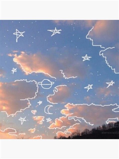 "Aesthetic Drawing of Sky, Clouds and Stars" Photographic Print by ishaiyer | Redbubble