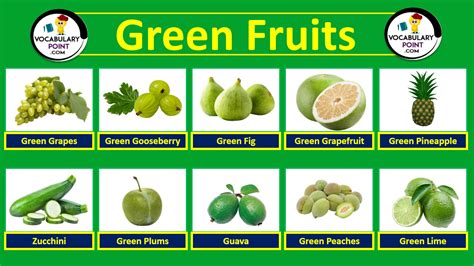 Green Fruits And Vegetables Names