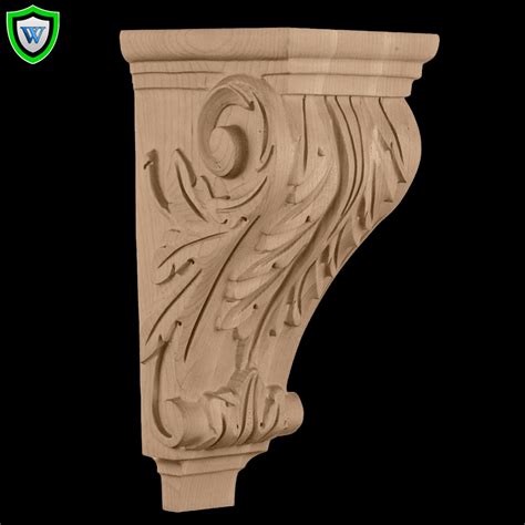 Acanthus Wood Corbel Design, Stain-Grade Corbels