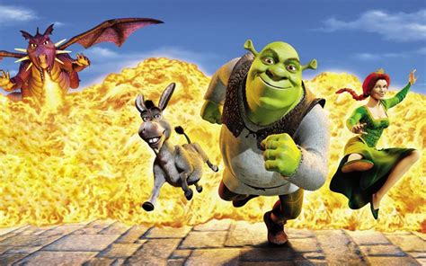 Shrek Donkey Princess Princess Fiona Dragon Fire Background Shrek HD desktop wallpaper ...