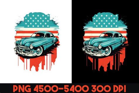 Vintage US Flag Car PNG Graphic by LooksGoodOnYou · Creative Fabrica