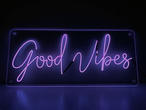 Custom Neon Sign, EL wire - Vibe font sign, Nursery room, Dorm room, Man cave, Bedroom, Neon ...