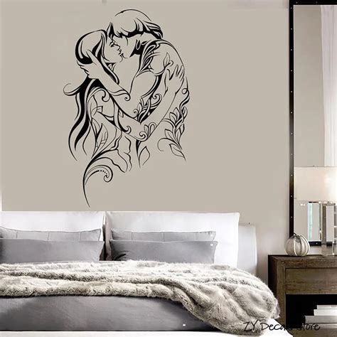 Aliexpress.com : Buy Loving Couple Wall Decals Bedroom Art Love ...