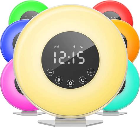 Wake up Light Sunrise Alarm Clock Bright LED Light 7 Changing Colors Night Light for Heavy ...