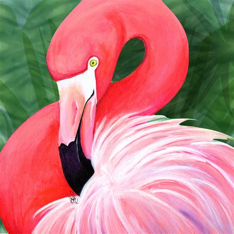 Pink Flamingo Painting Painting by Bridget Zoltek | Fine Art America