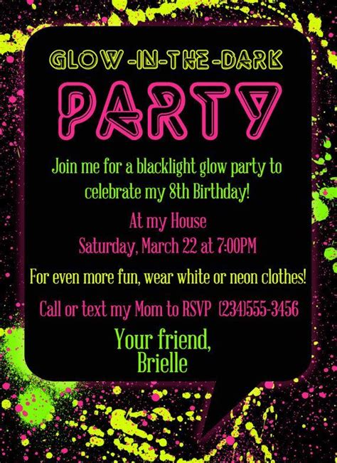 Neon Party Invitations Templates Free - The Templates Art