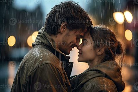 Couple in love hugging in the rain. Romantic. Generative Ai 30396873 Stock Photo at Vecteezy