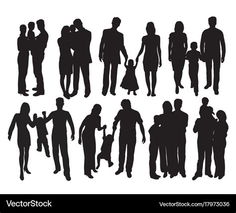 Happy and cool family silhouettes Royalty Free Vector Image