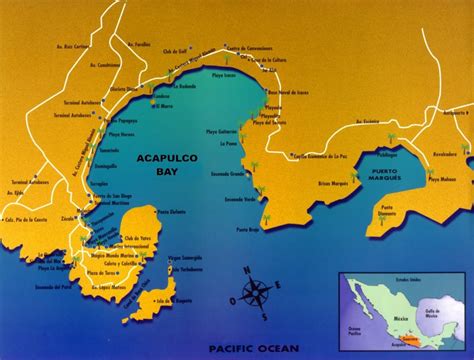 Map of Acapulco City Area | Map of Mexico Regional Political Geography Topographic