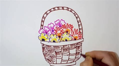 Basket Of Flowers Drawing at PaintingValley.com | Explore collection of Basket Of Flowers Drawing