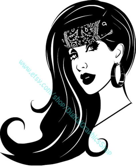 Chola Bandana Mexican Woman Face Png Svg Vector Printable - Etsy Singapore