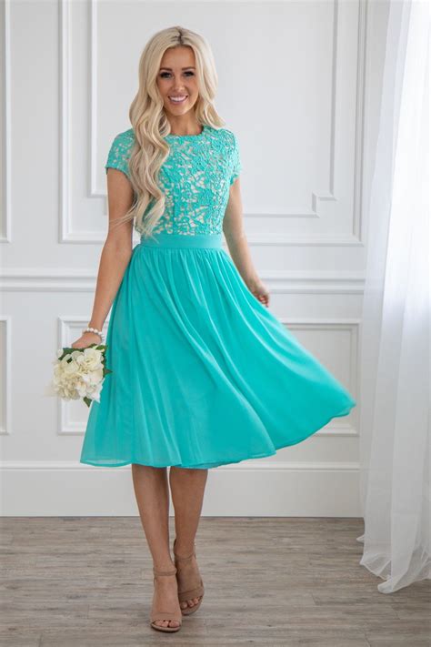 Olivia Modest Bridesmaid Dress, Modest Semi-Formal Dress | Turquoise ...